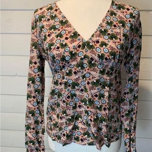 Boden Long Sleeve V-Neck Top, pink